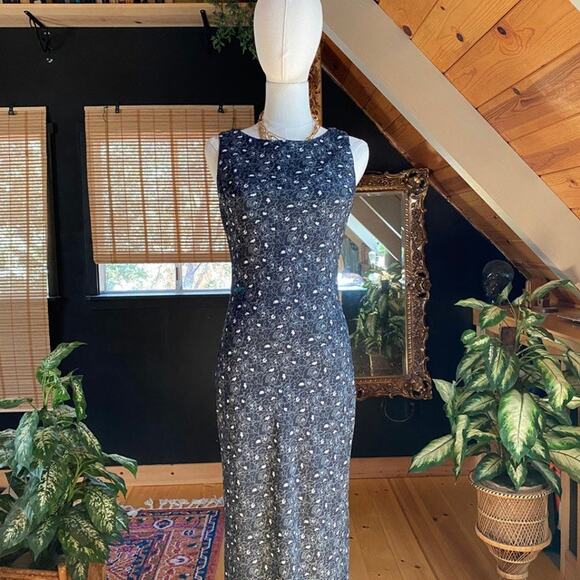 Vintage Dresses & Skirts - Vintage Dress Black White Floral